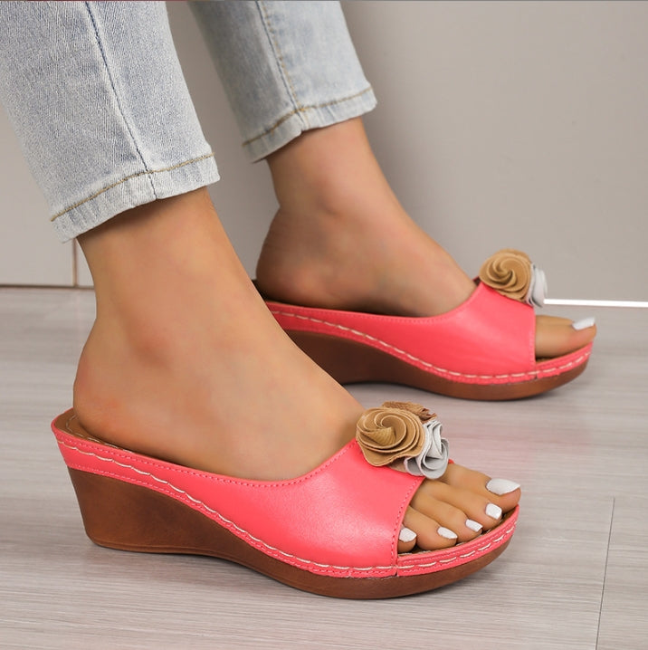 😍 ULTIMA ZI 50% REDUCERE😍 - Sandale confortabile din piele simplă cu flori